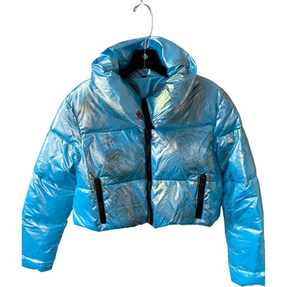 Canadian Club glossy-effect cropped High Neck puffer jacket Size Small - Picture 2 of 16